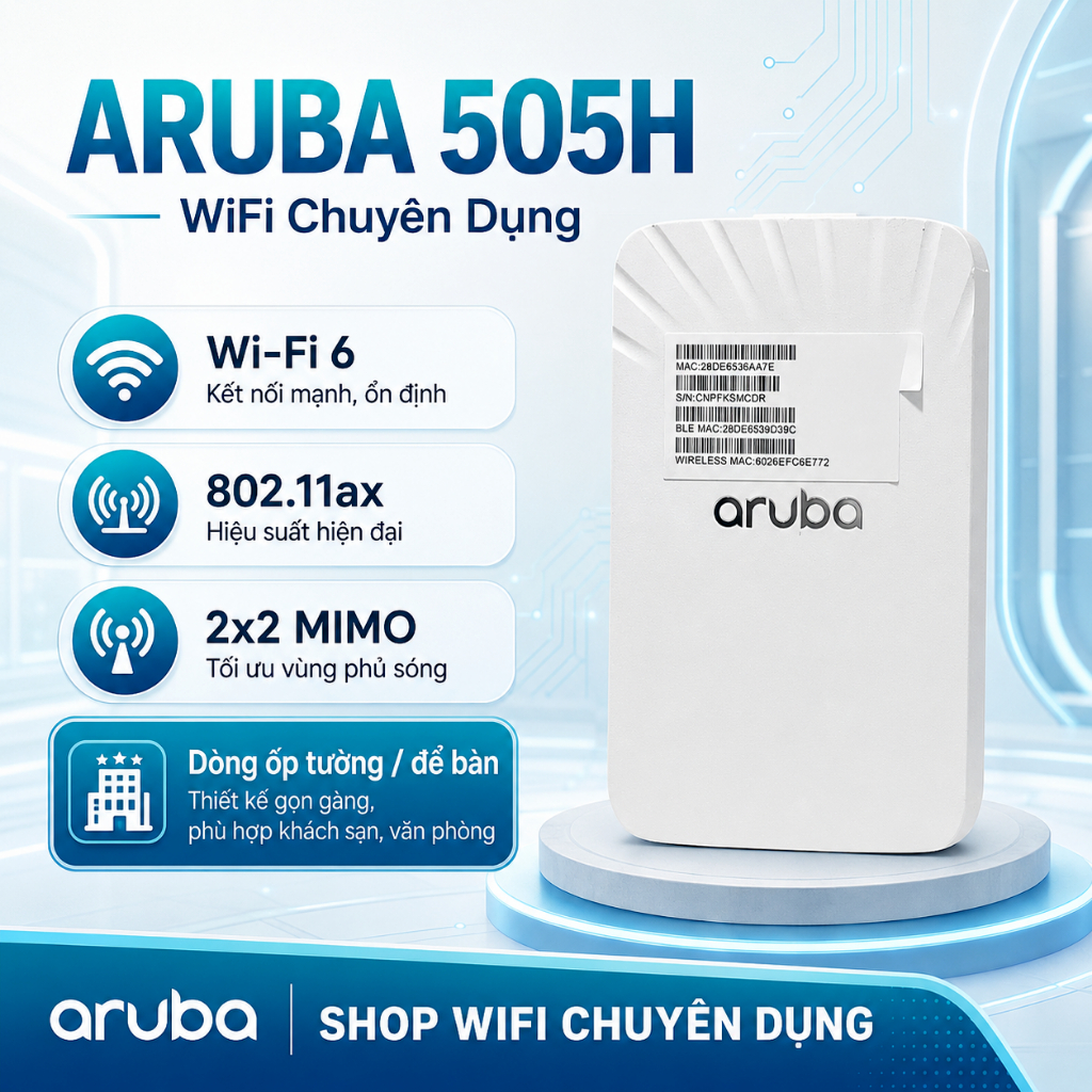 ✅Chuẩn AX - Aruba 505H & Aruba AP-22D Ốp Tường  - Bộ Phát WIFI Chuyên Dụng - Roaming - Mesh , Wifi A