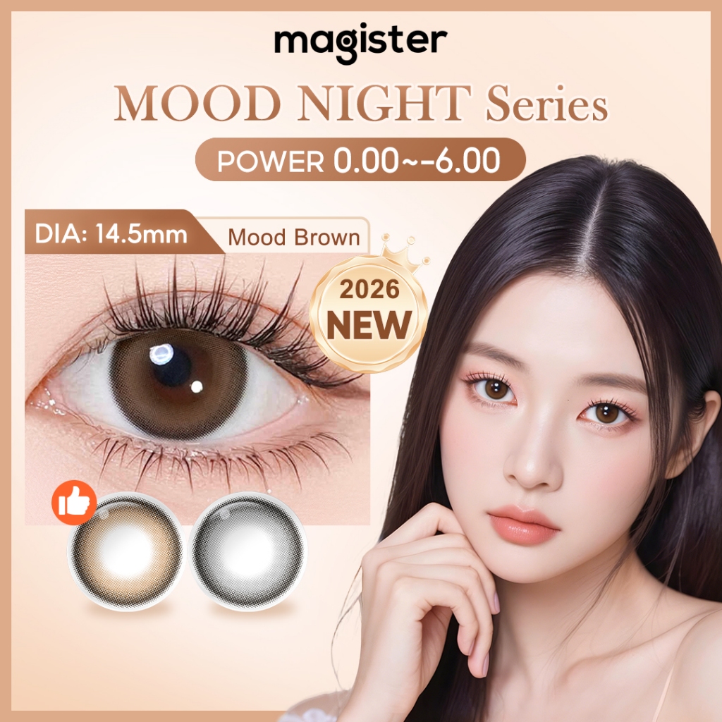 Magister Kính Áp Tròng Mood Night Bộ truyện Cặp 6 tháng Mood Brown lens kính mềm Mood Gray 14.2MM