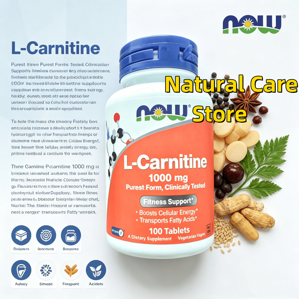 【Nhập khẩu từ Mỹ】Viên uống NOW L-Carnitine 1000mg Hỗ Trợ Chuyển Hóa Năng Lượng 100 Viên