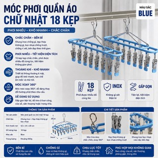 Giá Phơi Tất Đồ Lót 18 Kẹp Phơi Chất Liệu Thép Không Gỉ Giúp Tiết Kiệm Không Gian