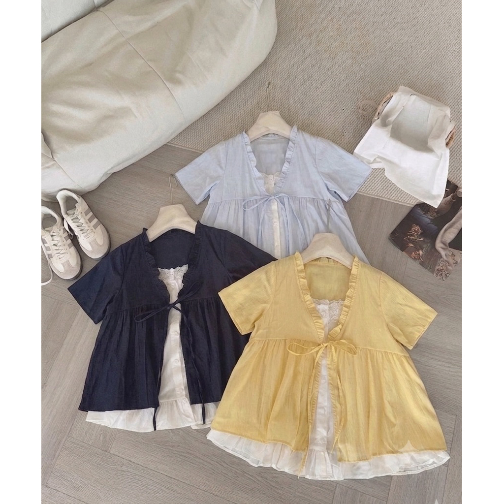 Áo Babydoll Nữ Trơn Nơ Ren Phối  [FREESHIP]🌸 Áo Bèo Kiểu Nữ Form Rộng Ulzzang🌸 | BigBuy360 - bigbuy360.vn