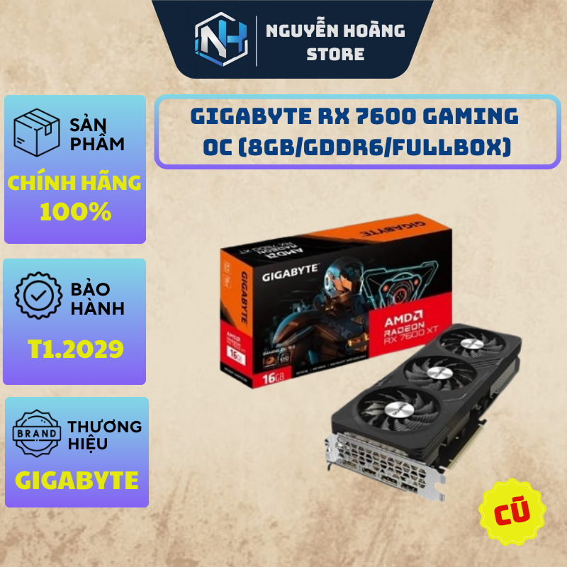 VGA card màn hình Gigabyte RX 7600 GAMING OC 8GB Cũ