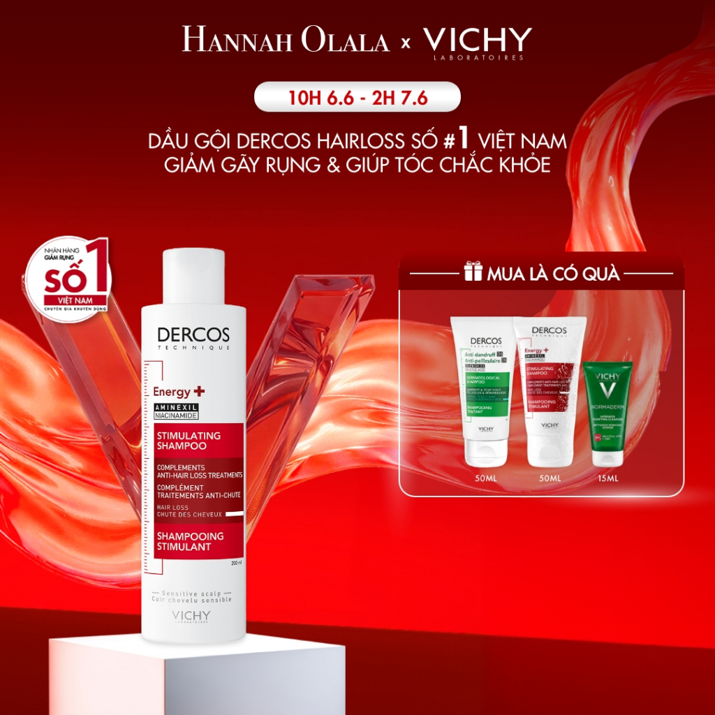 Dầu gội ngăn ngừa, giảm rụng tóc, giúp tóc chắc khỏe, dày dặn Vichy Dercos Hairloss SỐ 1 Việt Nam được khuyên dùng 200ml