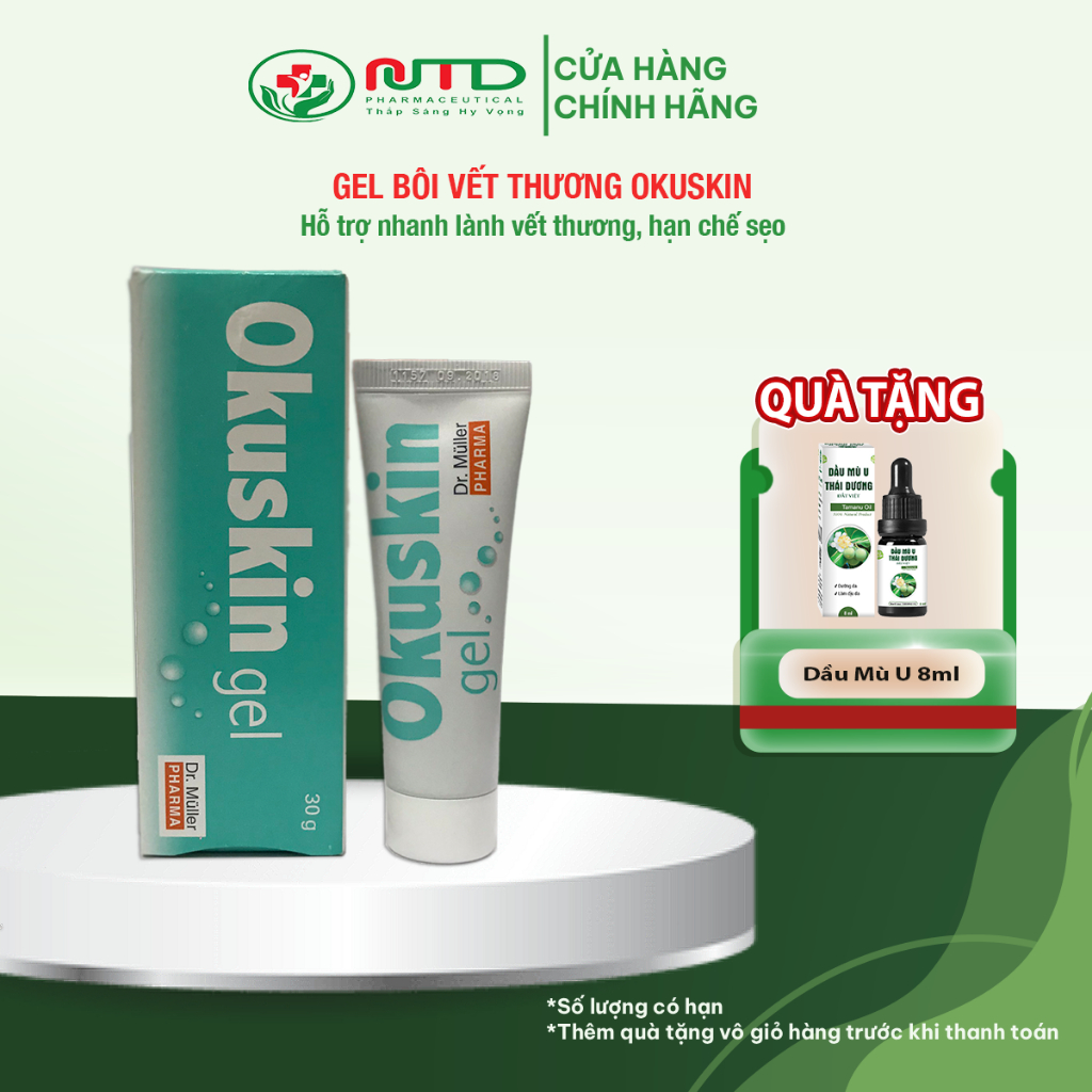 Gel bôi vết thương Okuskin Gel - Hỗ trợ giúp lành nhanh vết thương hở, hạn chế sẹo - Hàng chính hãng