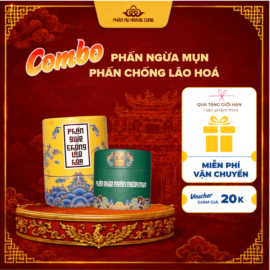 Bộ Đôi Phấn Ngừa Mụn + Phấn Dưỡng Da Phấn Nụ Hoàng Cung