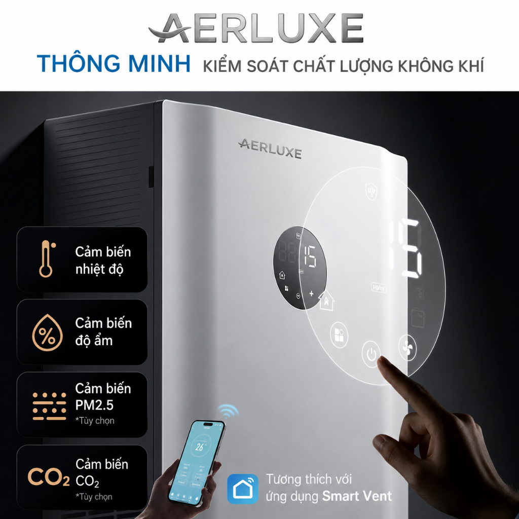 Aerluxe Eco 85 - Máy Cấp Khí Tươi Thu Hồi Nhiệt Gắn Tường  Model: AL-85ERV