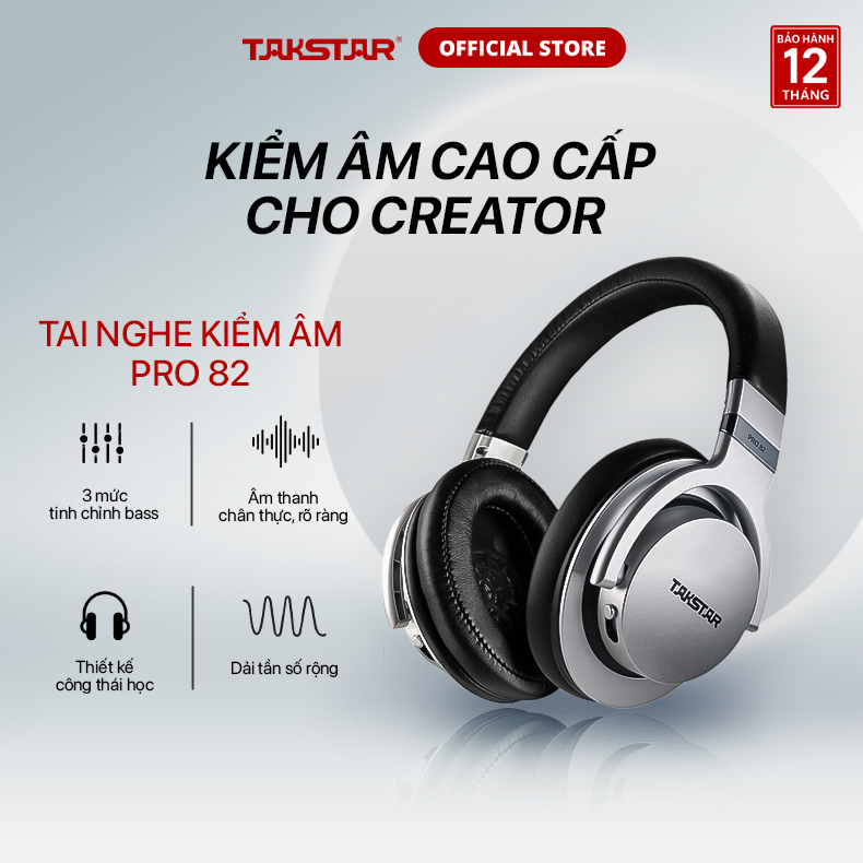 Tai Nghe Chụp Tai Cao Cấp Takstar PRO 82 Chống Ồn, Nghe Nhạc, Kiểm Âm Livestream Hát Karaoke Chính H