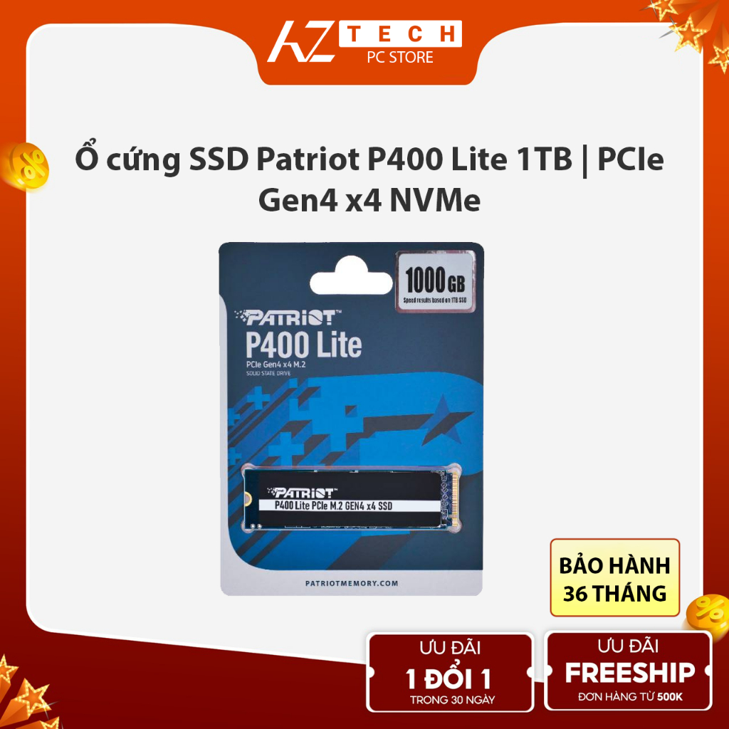 Ổ cứng SSD Patriot P400 Lite 1TB | PCIe Gen4 x4 NVMe - Bảo hành 36 tháng