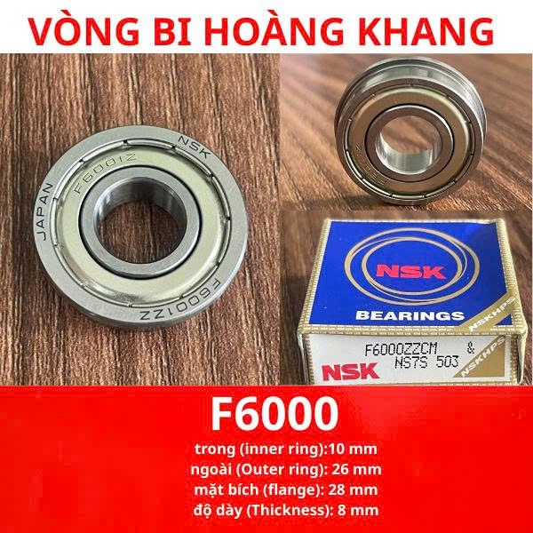 Vòng bi Bạc đạn F6000 F6001 F6002 (vòng bi lồi cánh / có vành) có kích thước tiêu chuẩn nsk