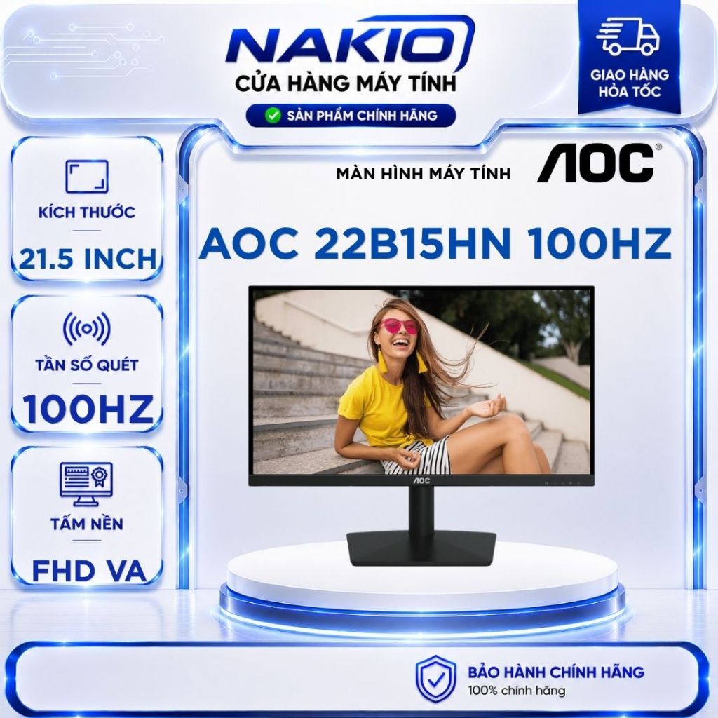 Màn Hình AOC 22B15HN/71 ( 21.5" /VA/ 100Hz/ 4ms/HDMI +VGA) - Bảo hành chính hãng 36 tháng