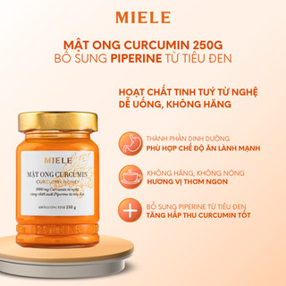 Mật Ong Nghệ Curcumin Miele 250g, Hỗ Trợ Dạ Dày Đẹp Da, Đạt Chuẩn HACCP.-Tặng 1 Que