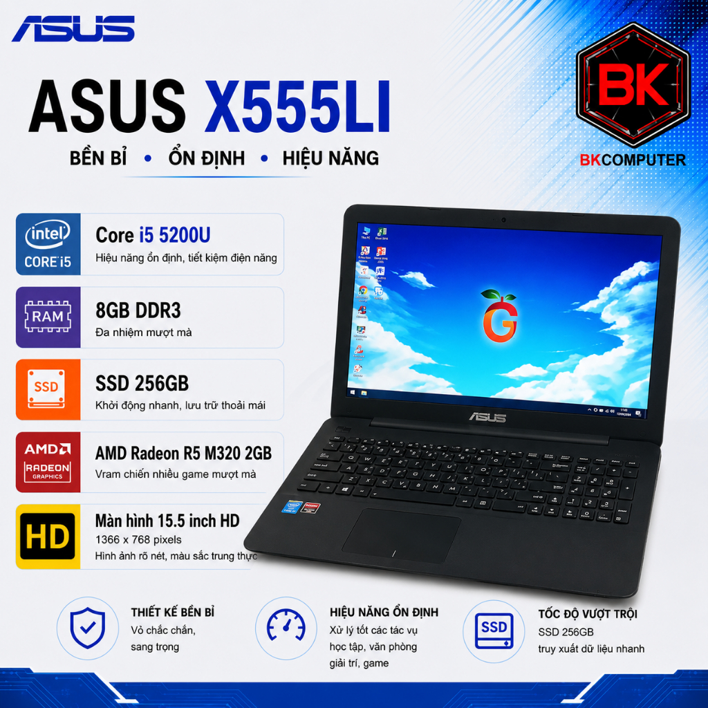 [Game] Laptop Asus X555LI X540UB core i5 5200U Ram 8GB đồ họa độc lập 2GB VRAM chiến được nhiều game