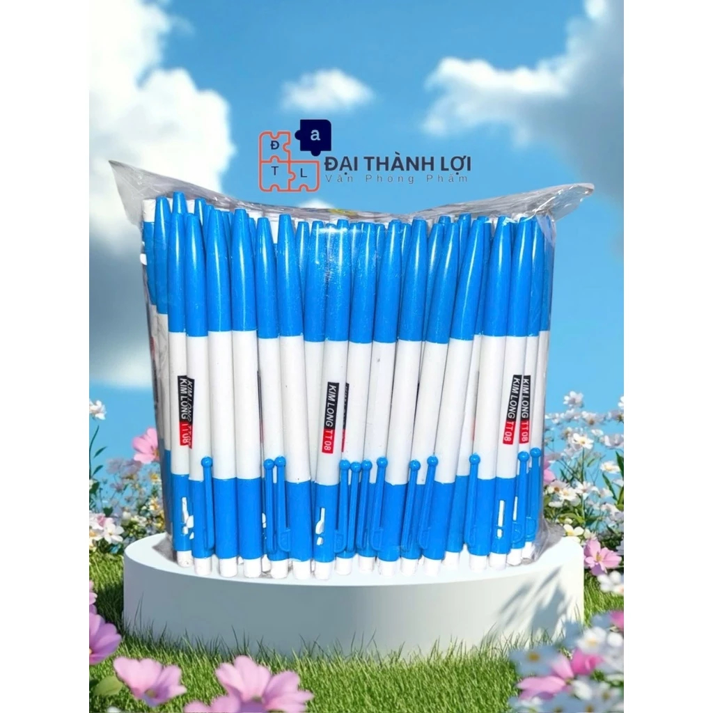 Combo 100 cây bút bi mực xanh Kim Long TT-08 - bút kim long - bút bi mực xanh - bút bi ngòi 0.8mm