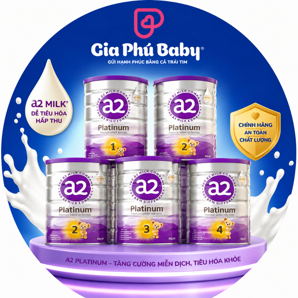 Sữa A2 Platinum Úc Số 1/2/3/4 Lon 900g Chính Hãng | Đạm A2 Dễ Tiêu Hóa, Hỗ Trợ Tăng Trưởng
