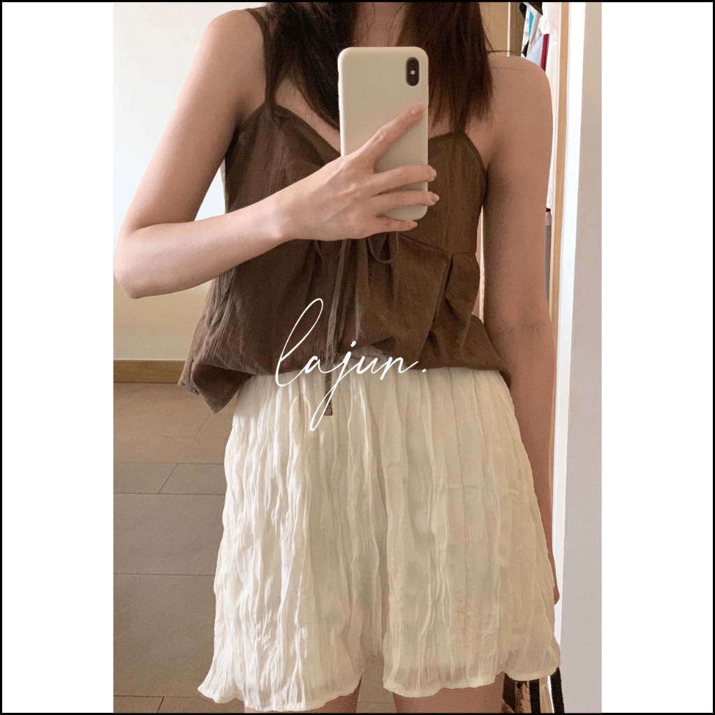 [LAJUN KOREA] Chân Váy Pleated Gân Form Ngắn Xoè Nhẹ Lưng Chun Co Giãn 2 Lớp Dễ Phối Daily