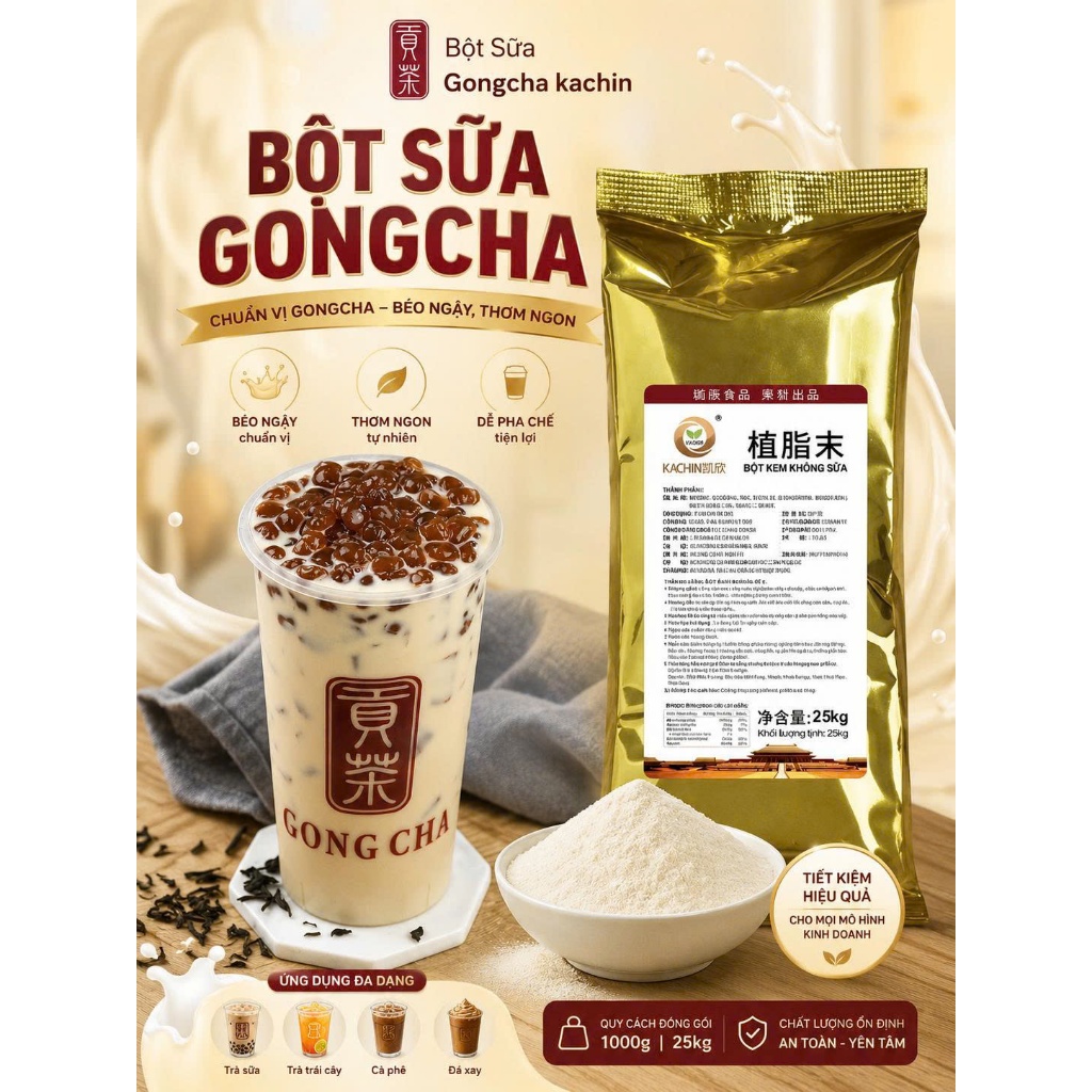 [NGUYENANHTB] Bột sữa Gongcha Kachin -thơm ngon, tối ưu cost