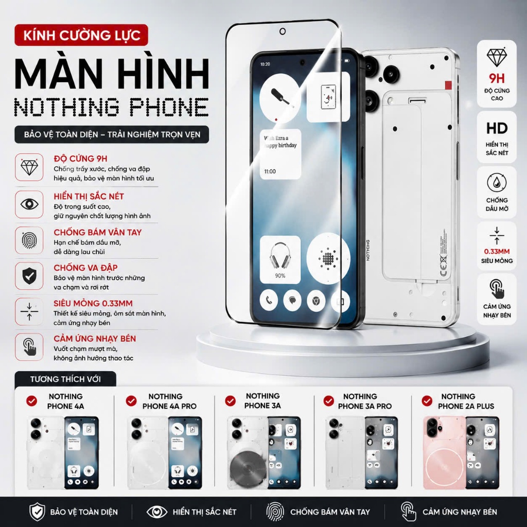 Kính Cường Lực Nothing Phone 4A/ 4A PRO Nothing Phone 3/ 3A/ 3A PRO Nothing Phone 2/ 2a/ 2a Plus TRO