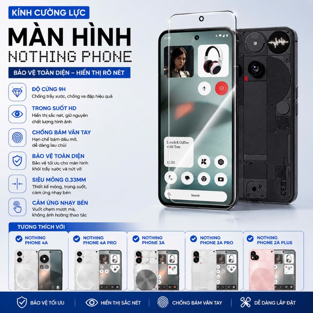Kính Cường Lực Nothing Phone 2A/ 2A Plus Nothing Phone 2 Nothing Phone 3A/ 3A Pro/ 3 Nothing Phone 4