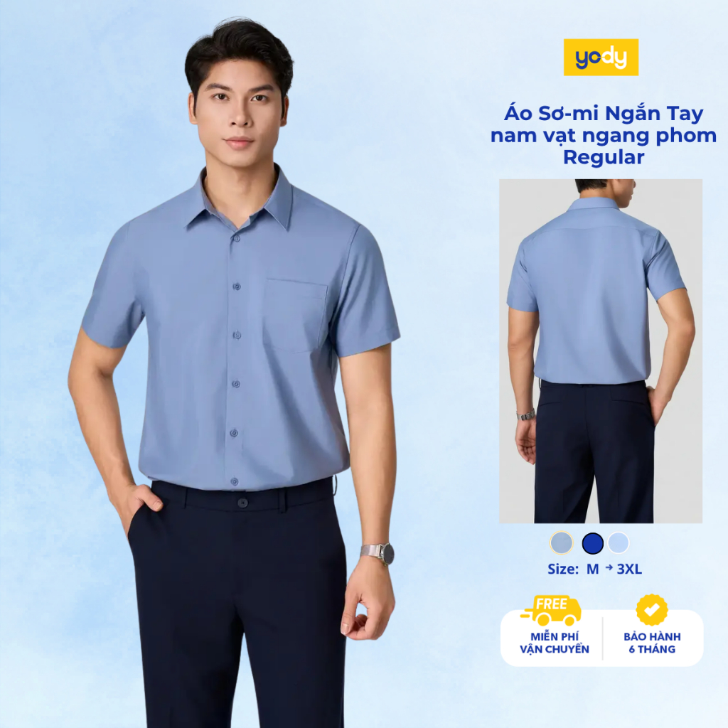 Áo Sơ mi Nam YODY Ngắn Tay Nam có túi ngực 3M TRA - MOSS25A016/ A011