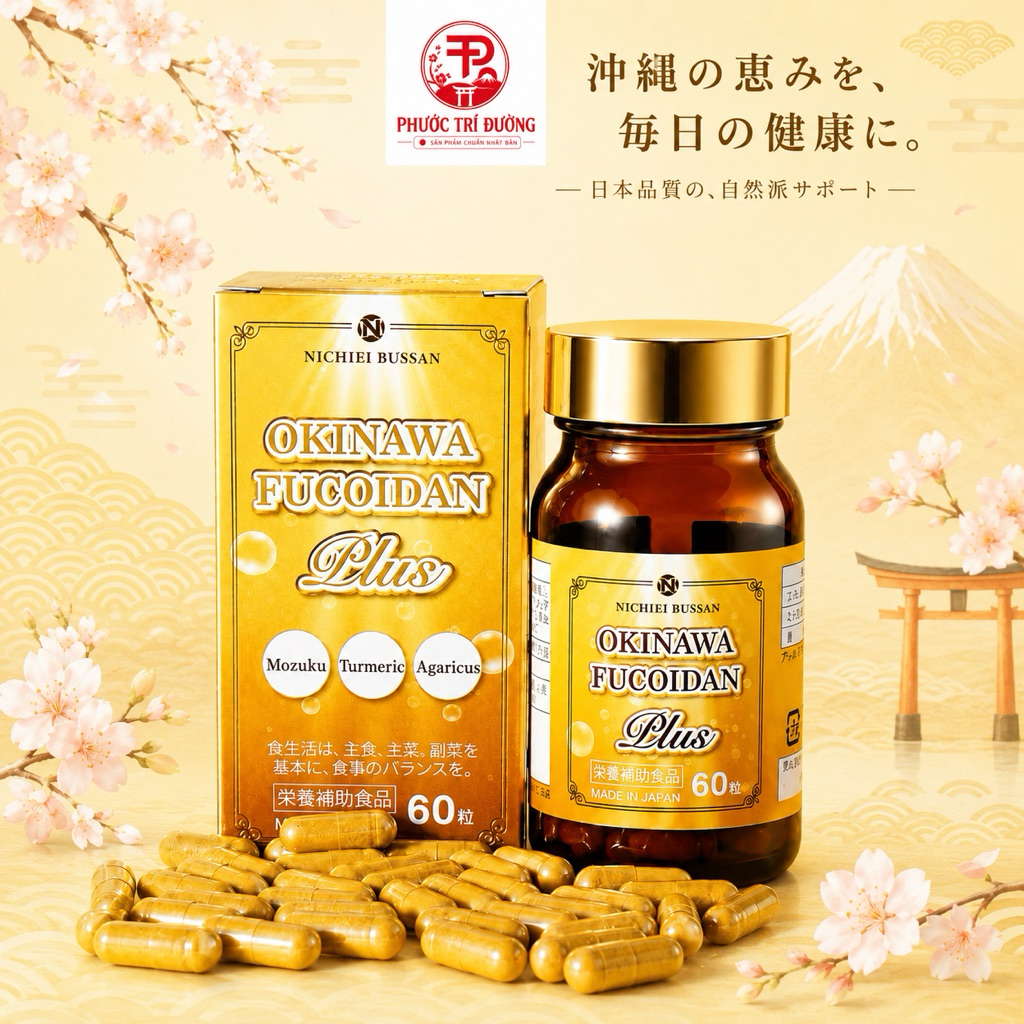 [FUCOIDAN NHẬT BẢN] Viên Uống Okinawa Fucoidan Plus 60 viên Nhật Bản - Hồ Trợ Tăng Cường Sức Khỏe