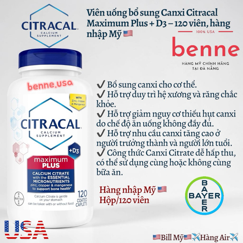 [🇺🇸Hàng Mỹ, Date 2027]  Viên uống bổ sung canxi Citracal Petites Calcium Citrate With Vitamin D3, Ca
