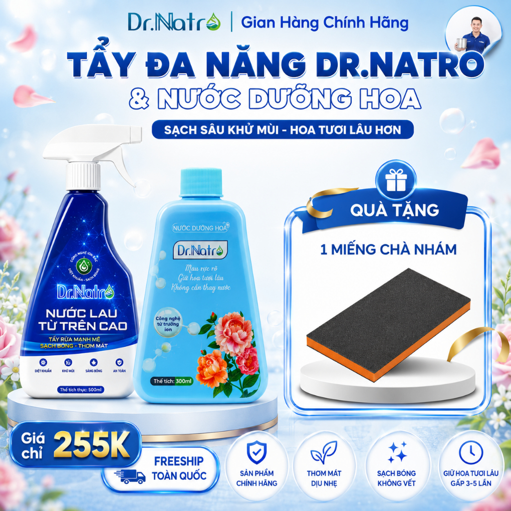 Combo 2 Chai ( Tẩy Đa Năng Dr Natro 500ml & Nước dưỡng hoa Dr Natro 300ml )