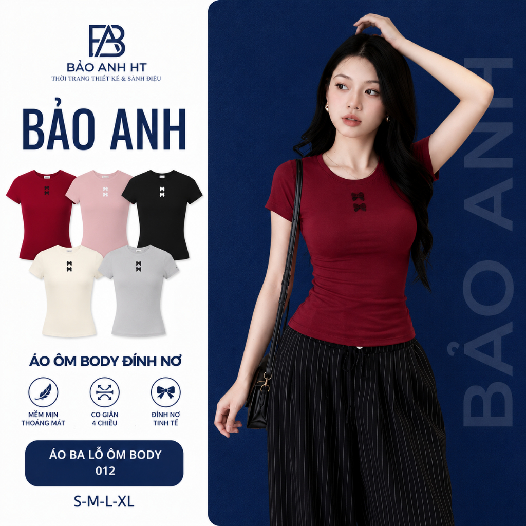 [Mở bán] Áo Nữ Thun Baby Tee Đính Nơ Xinh Xắn Nữ Tính Áo Phông Co Giãn Mềm Mại Thấm Hút Mồ Hôi BAA4