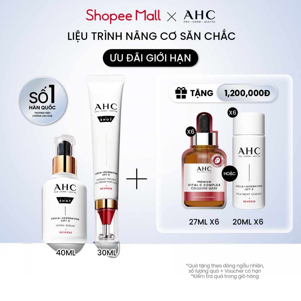 Bộ đôi AHC Tinh chất Serum (40ML) và Kem mắt cho mặt (30ML) chống lão hóa săn chắc da PROSHOT COLLA-JUVENATION LIFT 4