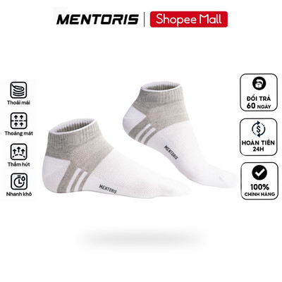 Tất Nam Cotton Kháng Khuẩn MENTORIS Cổ Ngắn, Co Giãn 4 Chiều, Thoáng Khí, Chống Thối Chân MTN01
