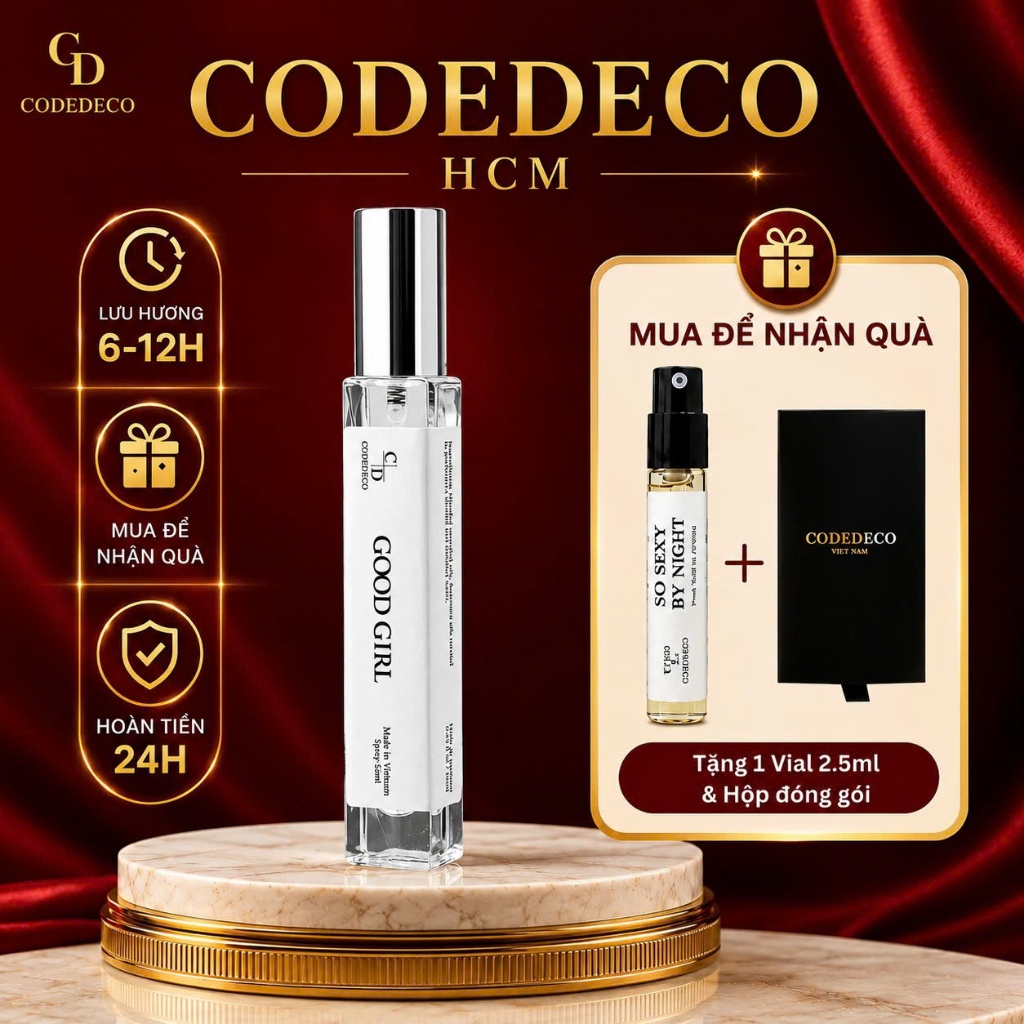 Tinh dầu nước hoa CODEDECO Good Girl Cá Tính, Ngọt Ngào, Gợi Cảm 10ml - Dạng Xịt Tiện Lợi