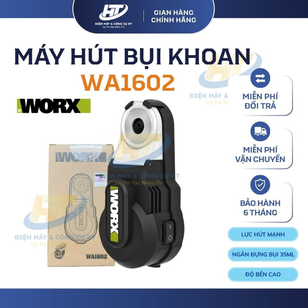 Máy hút bụi khoan tường WORX WA1602 hút chân không mạnh mẽ, khoan tối đa 13mm