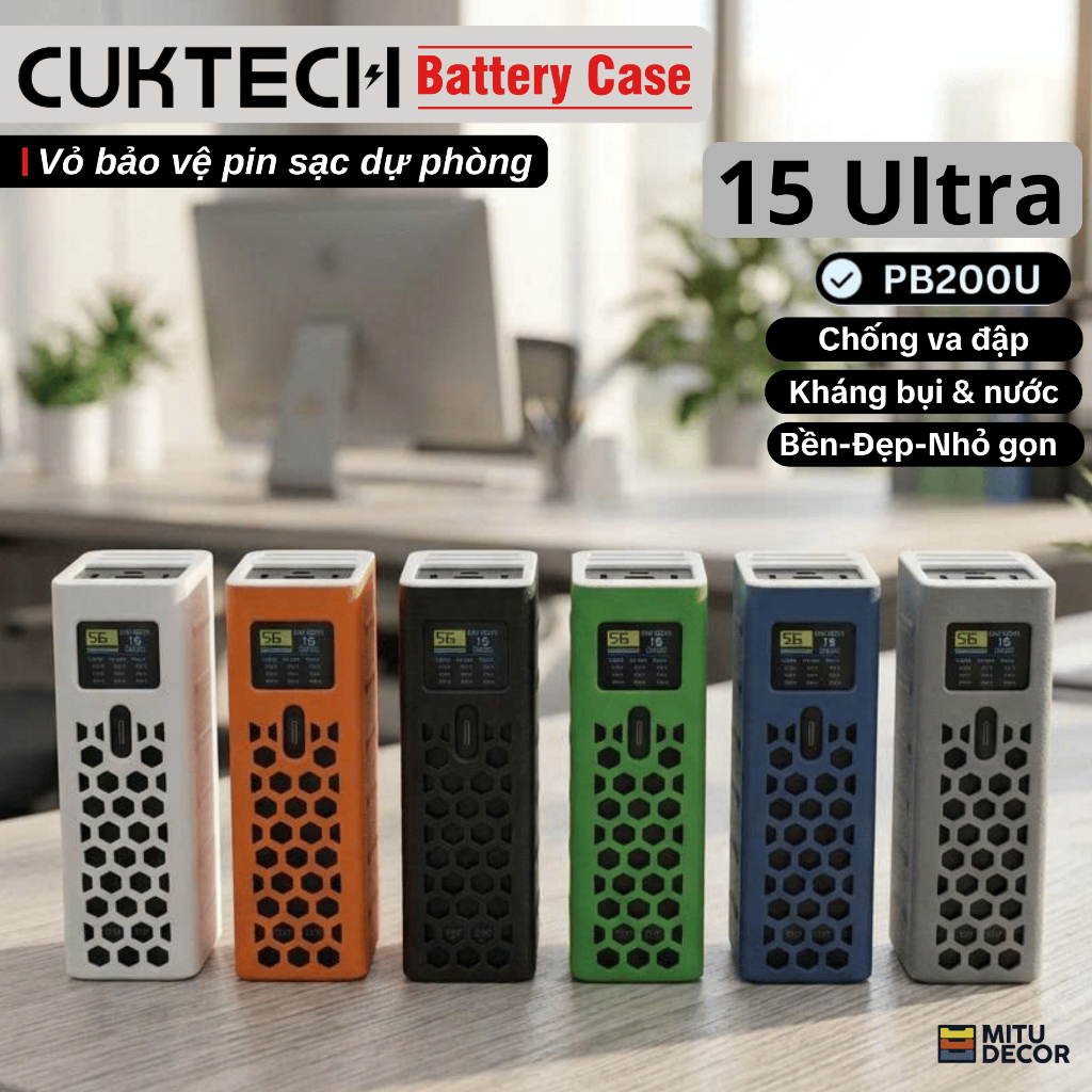 Vỏ Bảo Vệ Sạc Dự Phòng Cuktech 15 Ultra [PB200U] | Chống trầy xước | Siêu mỏng | Bền Đẹp Chống Nước 