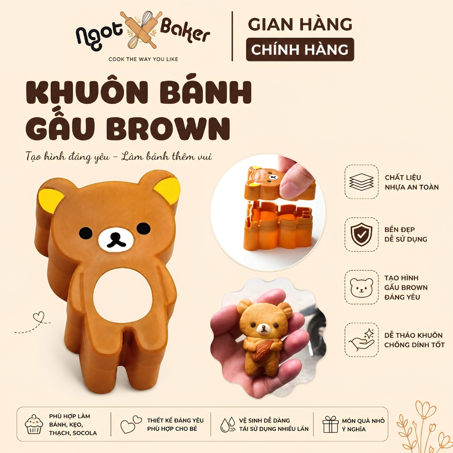 Khuôn bento làm bánh quy gấu ép bánh mỳ, cơm bento, nhấn bánh quy gấu ôm hạnh nhân dễ thương, khuôn 