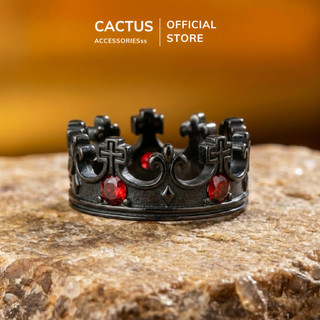 Nhẫn nam vương miện Cactus Acc, thép Titan không gỉ, nhẫn nam đính đá phong cách cá tính thời trang