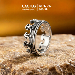 Nhẫn nam vương miện Cactus Acc, thép Titan không gỉ, nhẫn nam đính đá phong cách cá tính thời trang