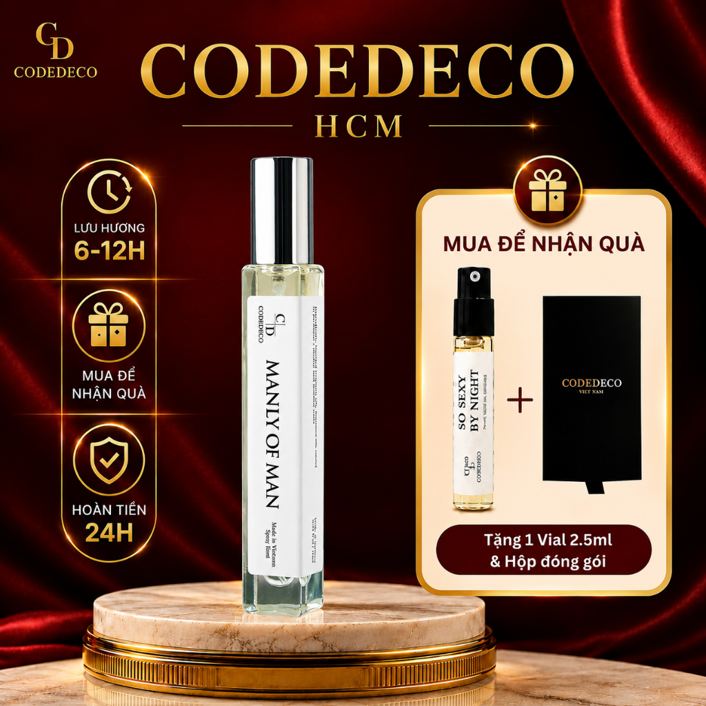 Tinh dầu nước hoa CODEDECO Manly of Man 10ml, Nam Tính, Lịch Lãm, Bí Ẩn