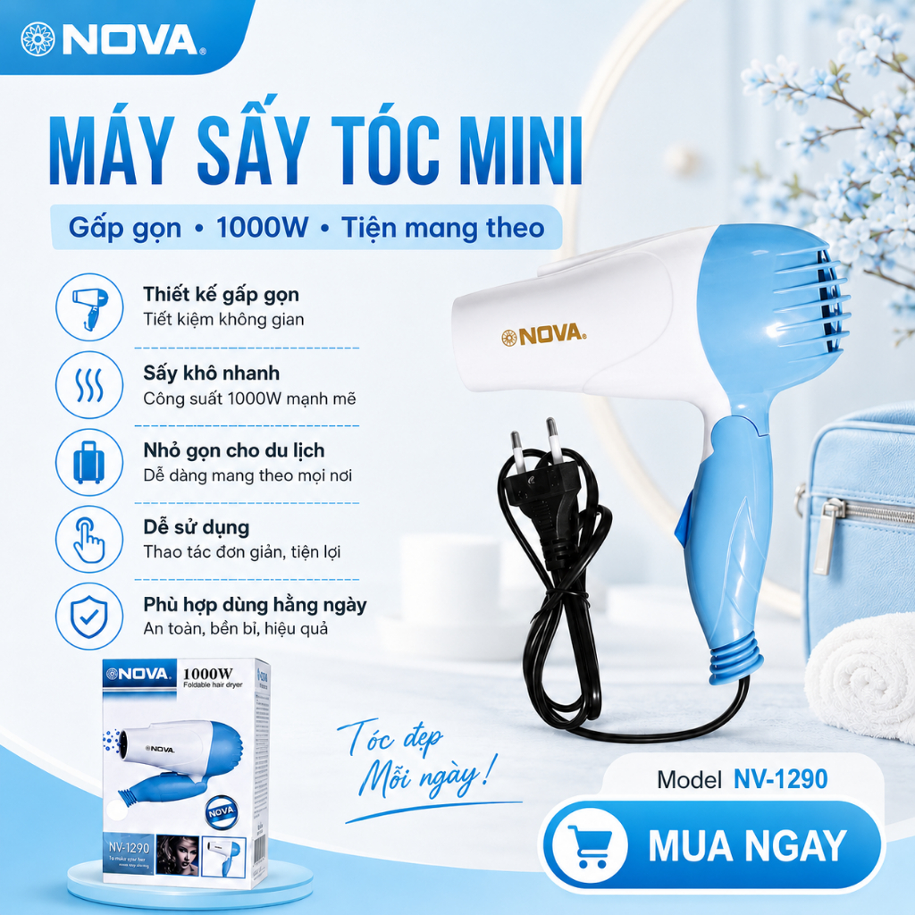 Máy Sấy Tóc Gấp Gọn Mini NOVA (Du Lịch) #Z4