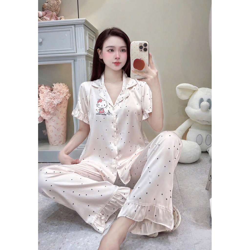 Pijama Hello Kitty latin thoáng mát cho mùa hè