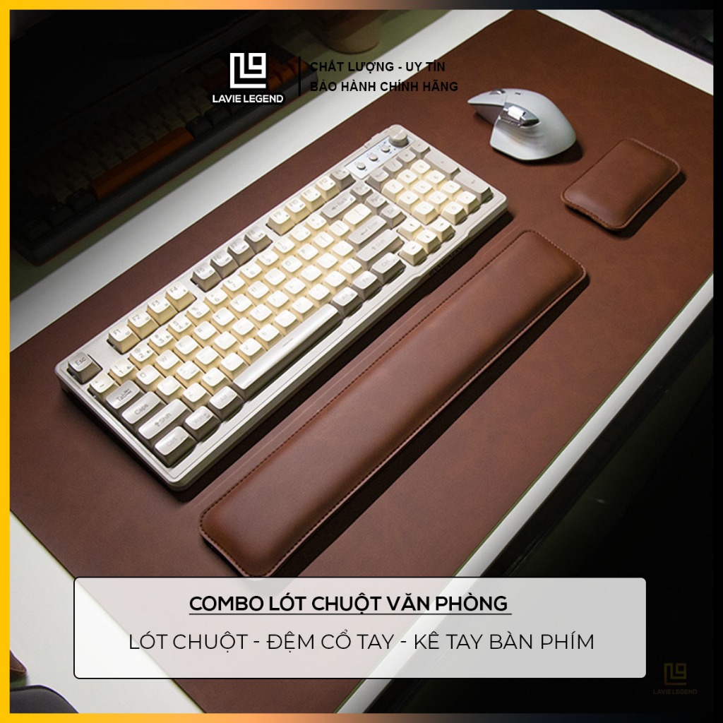 Tấm Lót Chuột Cỡ Lớn - Combo Pad Chuột Cỡ Lớn Chất Liệu Da Cao Cấp Kèm Kê Tay & Đệm Cổ Tay Lót Chuột