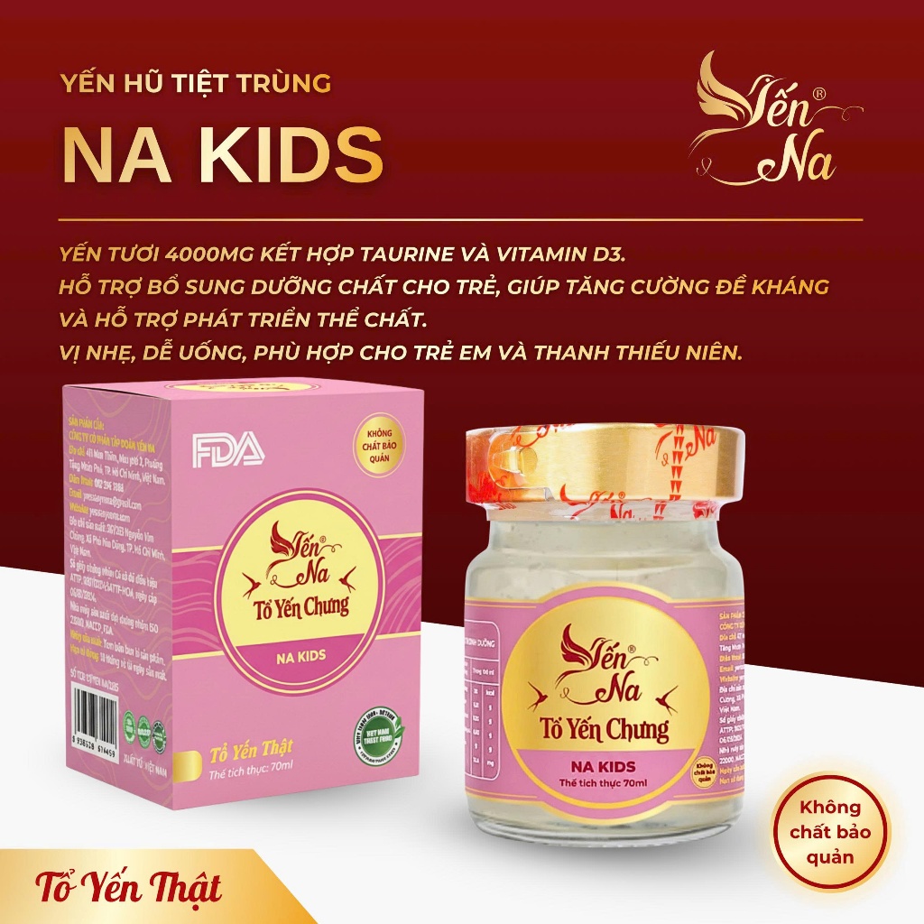 Yến hũ tiệt trùng cho Trẻ Em vị Na Kids (4gr tươi) - Yến Na Chi Đỗ