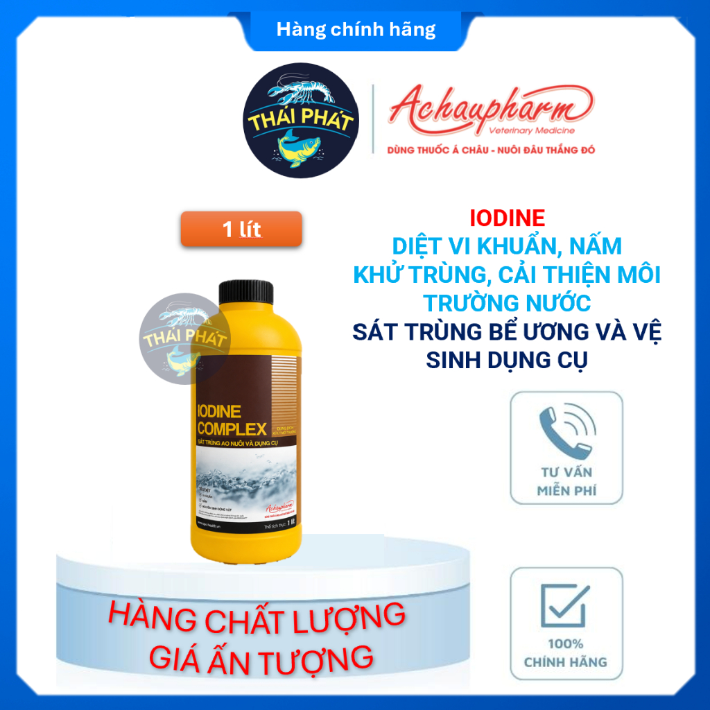 IODINE COMPLEX 1 lít - Diệt các loại vi khuẩn, nấm, Khử trùng, cải thiện môi trường nước, Sát trùng 