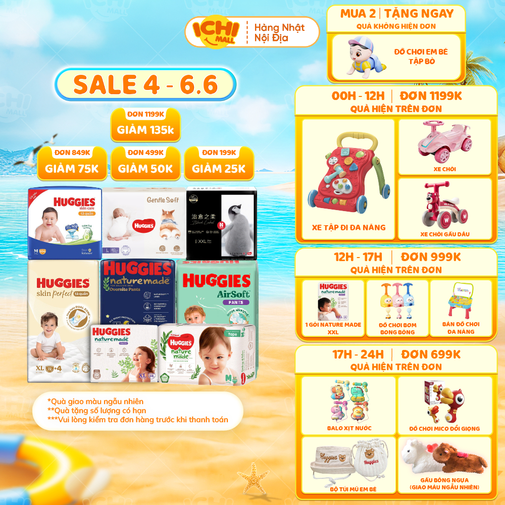 KOL-[SP có voucher Live X]Bỉm dán quần HUGGIES Platinum Nature Made size M58/L44/XL38/XXL26/S82/NB60