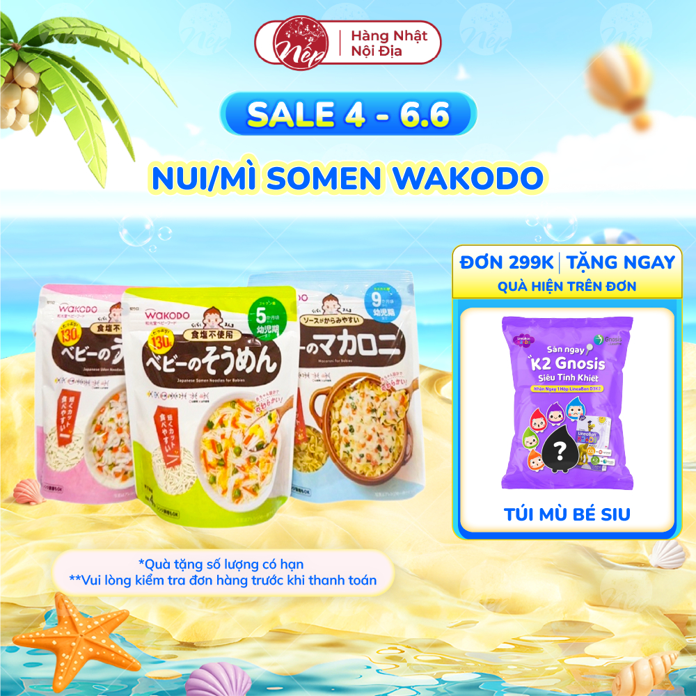 [Date Mới] Nui/Mì somen Wakodo tách muối 130g Nhật Bản cho bé từ 5 đến 9 tháng tuổi - nepshop1