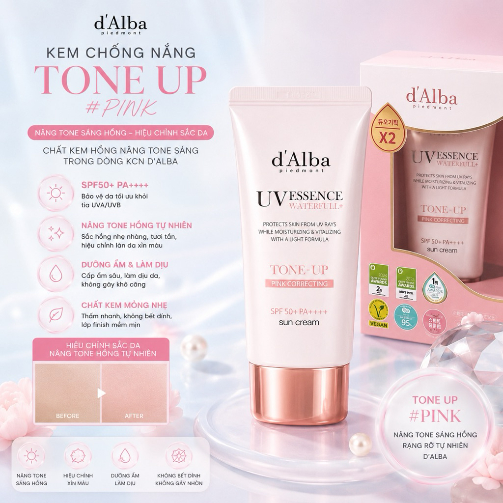 Kem chống nắng DALba nâng tone #HỒNG 50ml