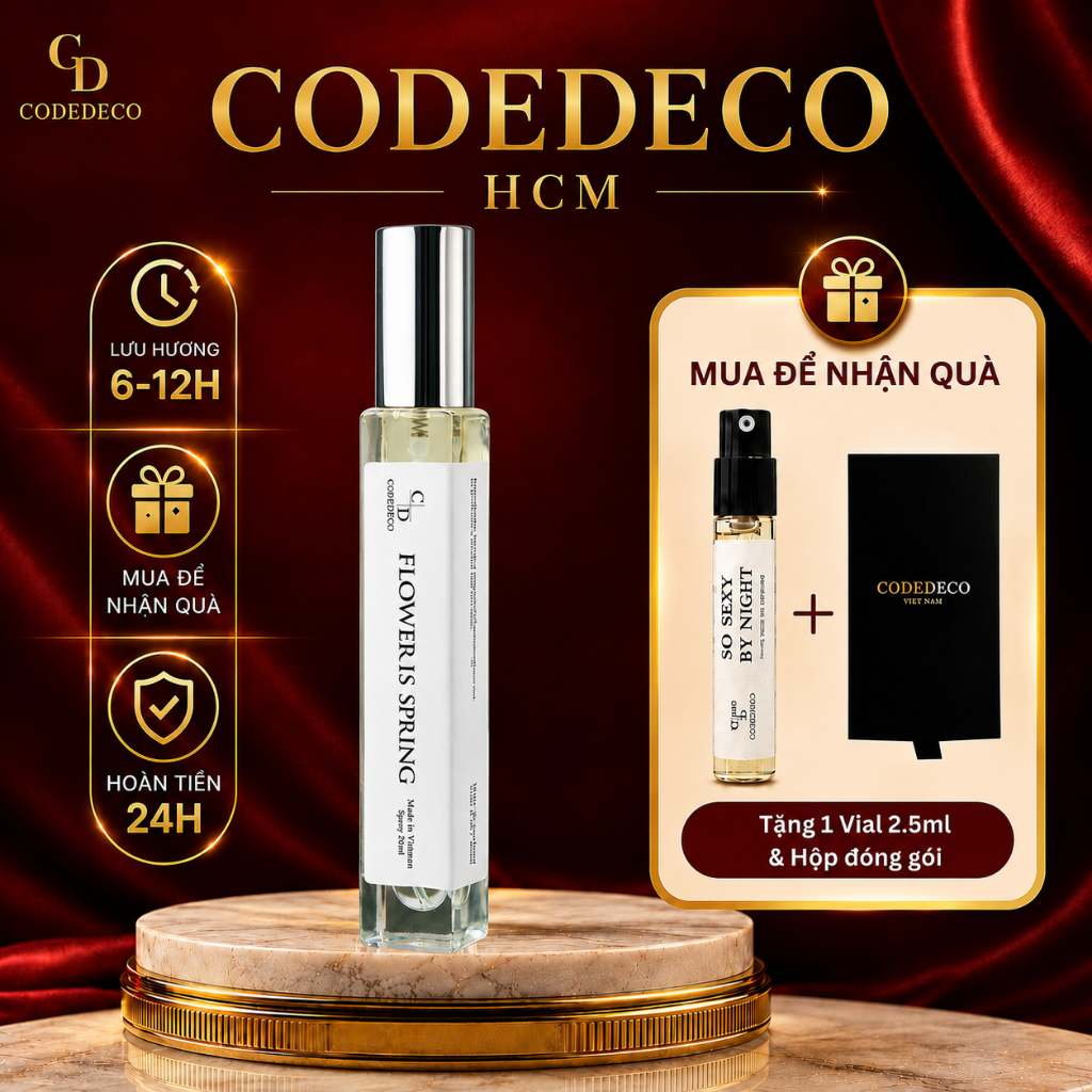 Tinh dầu nước hoa nữ CODEDECO Flower Is Spring 10ml, Sang trọng, Tinh tế, Quyến rũ - Dạng xịt