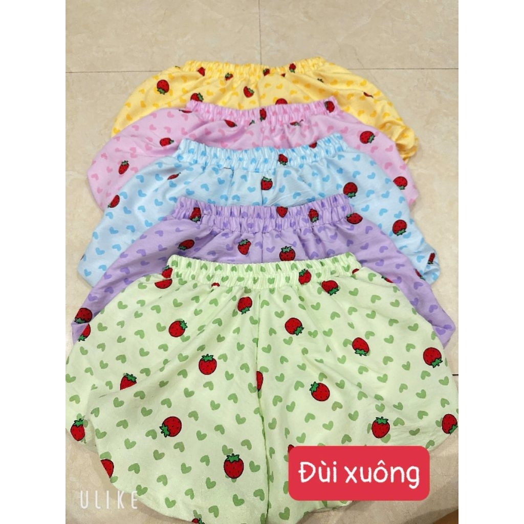 Combo 2 cái quần sọt đùi màu ngẫu nhiên chất cotton 84k, hình trái dâu xinh xắn