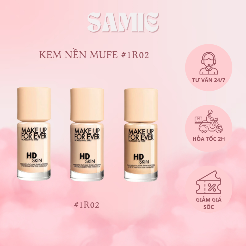 [1R02 - R210] Kem Nền Make Up For Ever HD Skin Hydra Glow Hydrating Foundation 30ml - Samie.Cosmetic