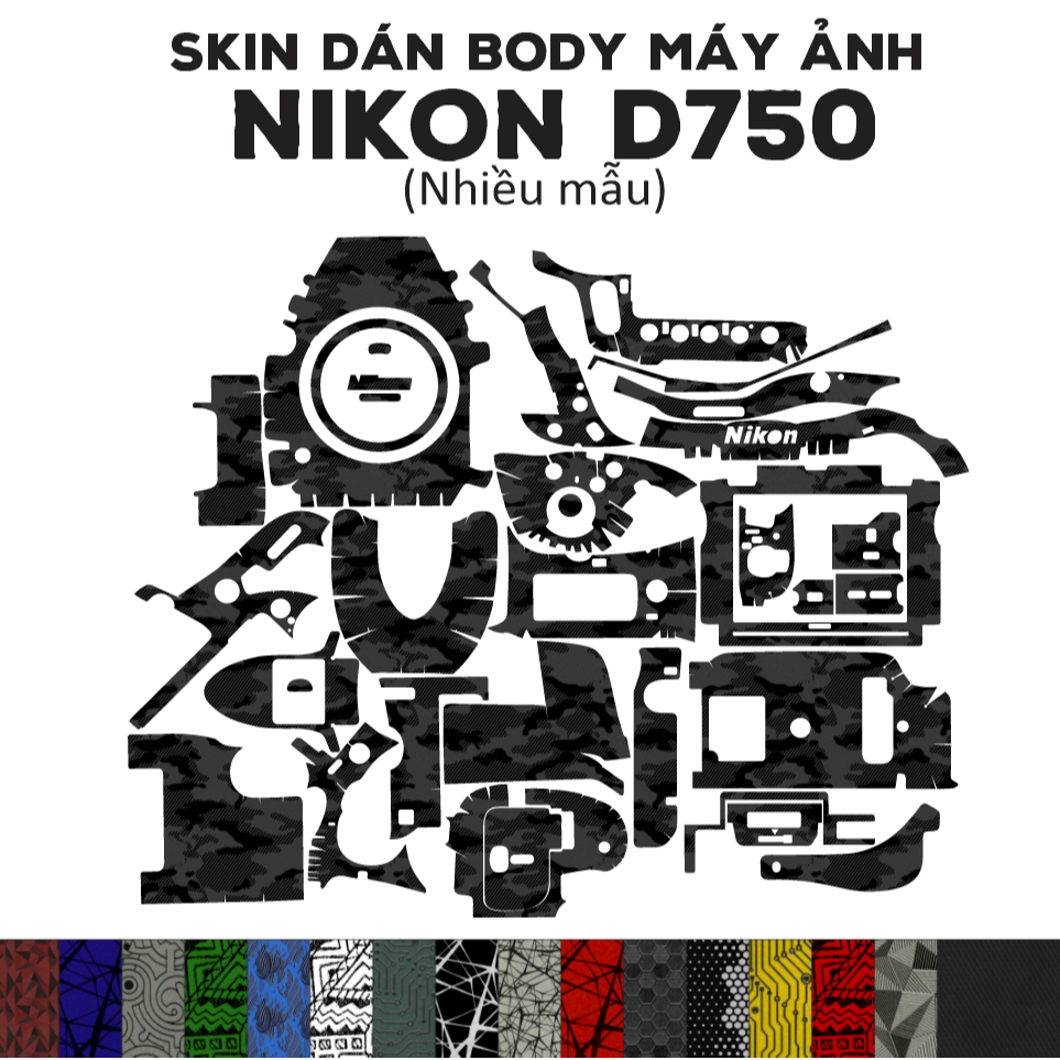 Skin 3M dán Nikon D750 (Nhiều mẫu) | Miếng film dán chống bám bẩn cho body máy Nikon D750
