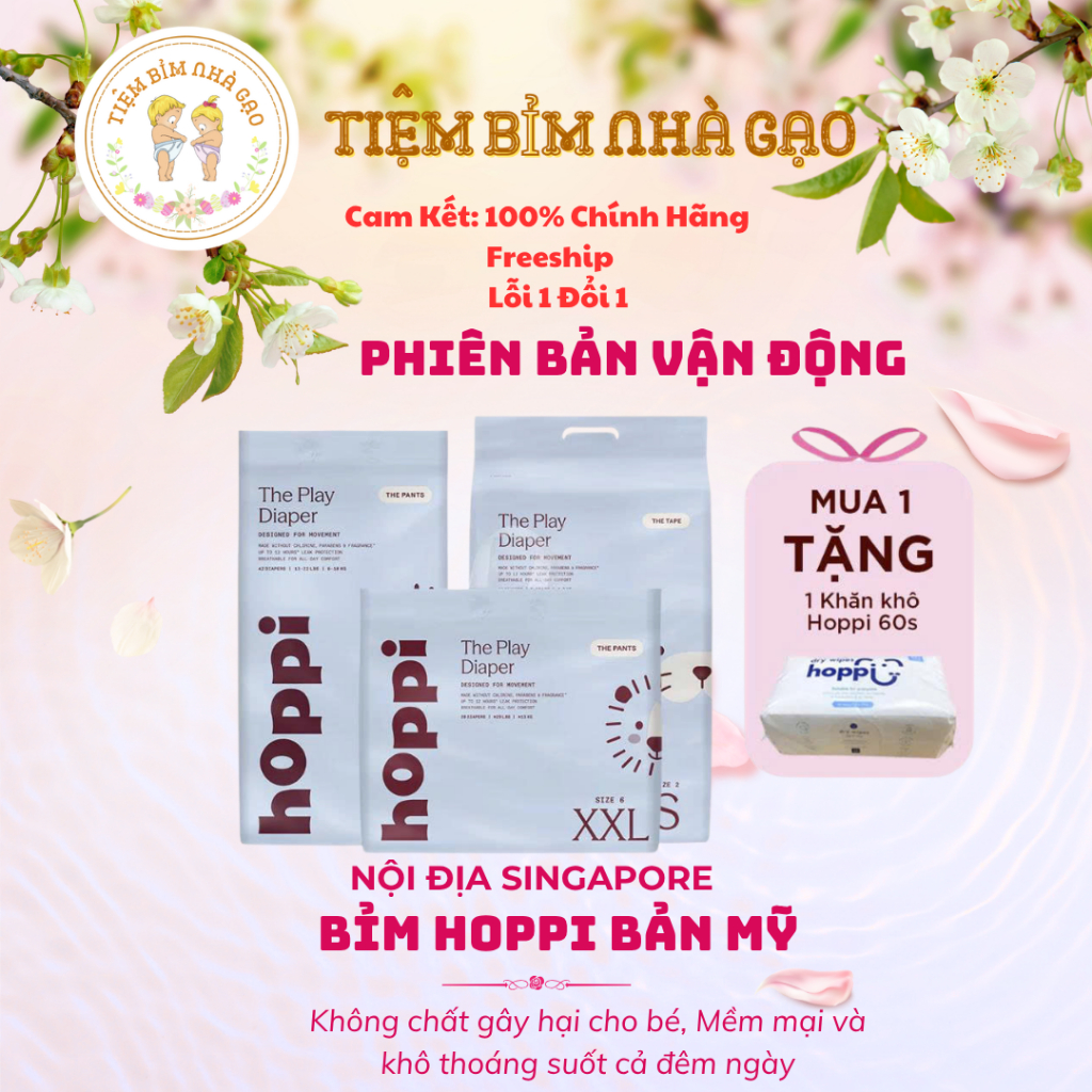 [Hoppi Bản Mỹ - Vận Động] Tã/Bỉm Hoppi The Play  - Thiết kế siêu co giãn, cho bé tự do vận