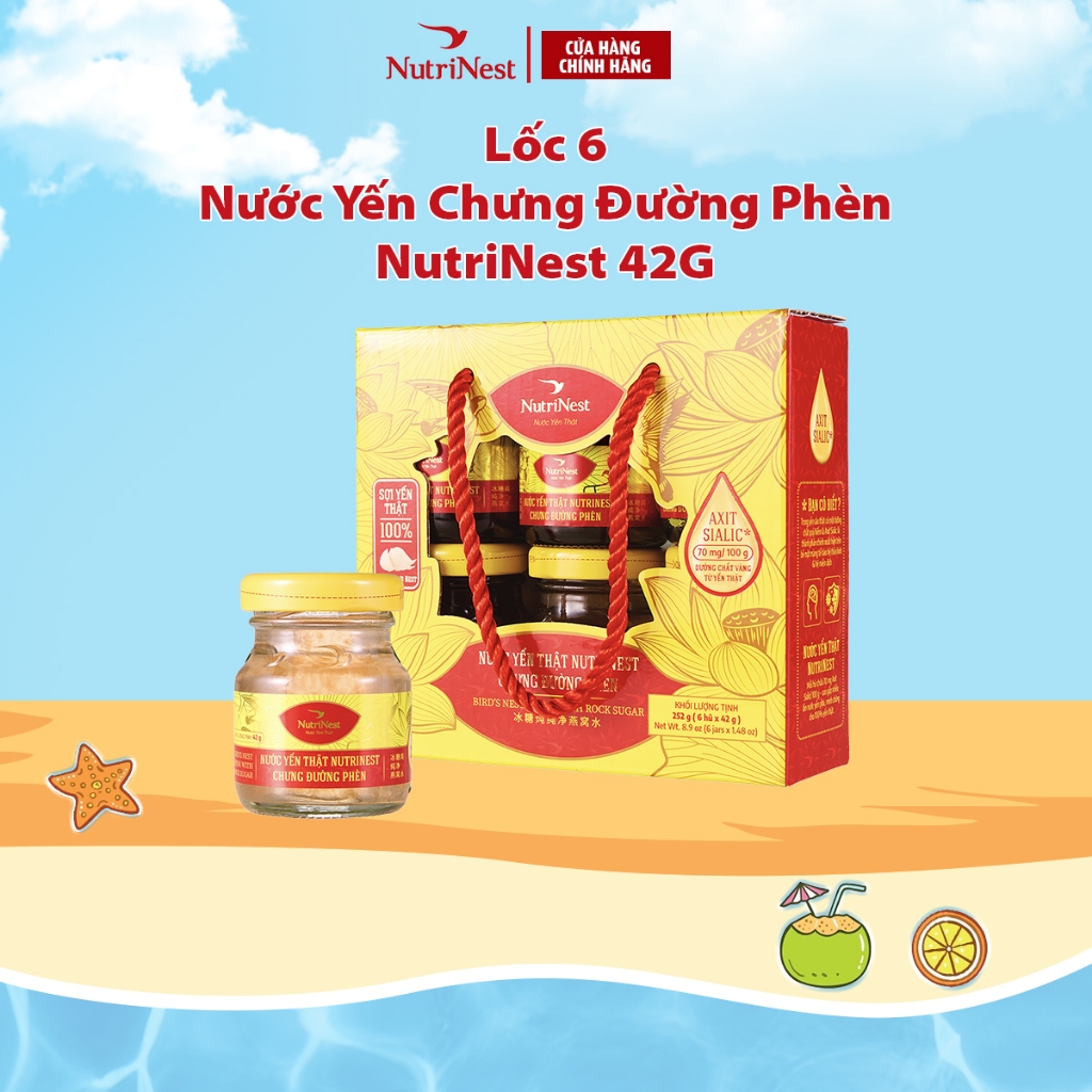 Lốc 6 Hũ Nước Yến Chưng Đường Phèn Nguyên Chất NUTRINEST Bồi Bổ Sức Khỏe - Hũ 42g